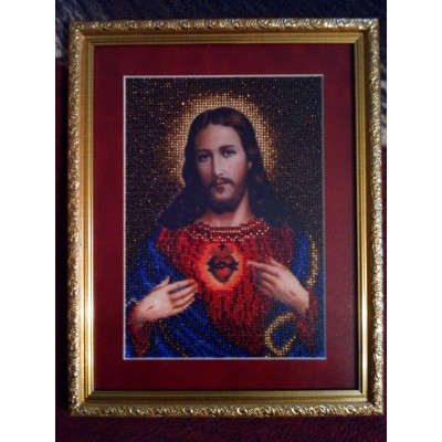 The Holy Heart of Jesus Beads Embroidered Icon